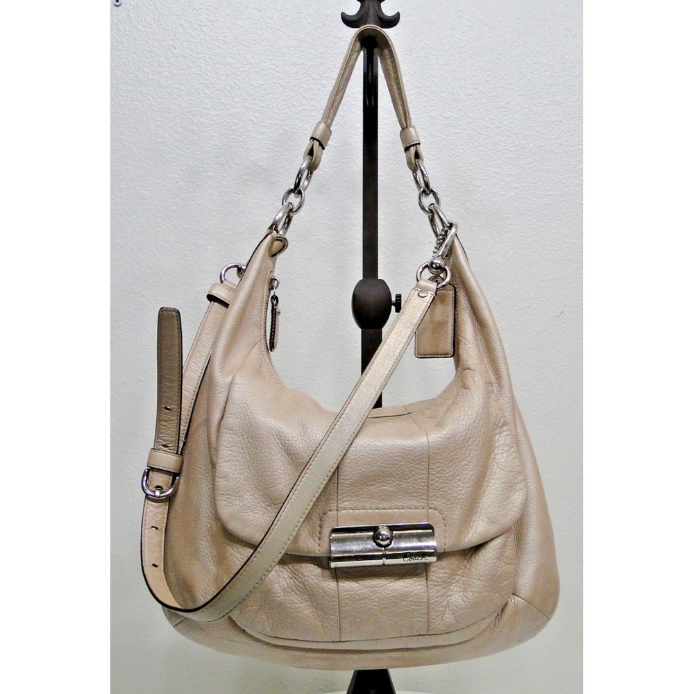 Vintage Coach Kristin Champagne/Pearl Leather Hobo Shoulder bag Purse